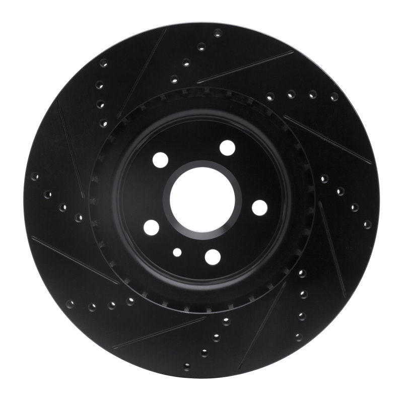 Buick Regal Brake Rotor (1) - Front Right - R1 Concepts - Drilled & Slotted - Black - `09-`17